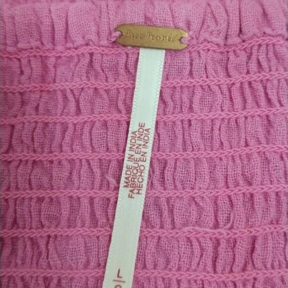 Free People Chloe Cropped Top Solid Ruffle Puffed Sleeves Smocked L New 272714 - Picture 12 of 12